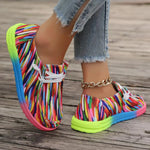 Colorful Round Toe Canvas Slip-Ons