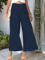 Wide-Leg Smocked Waist Pants