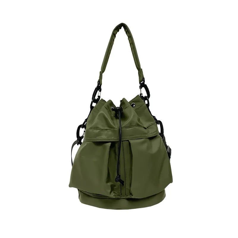 Drawstring Nylon Bucket Bag