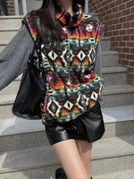 Geometric Fleece Vest Coat