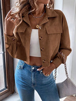 Cropped Corduroy Button-Down Jacket