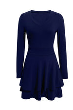 Layered Long Sleeve V-Neck Mini Dress