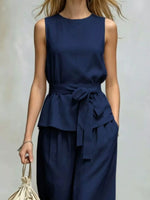 Sleeveless Top and Wide-Leg Pants Set