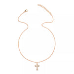 18K Gold-Plated Rhinestone Cross Necklace