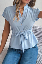 Tie Waist Button-Down Shirt