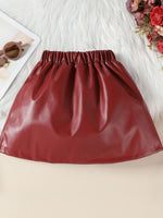 Children's Ruffled Faux Leather Top and Skirt Set