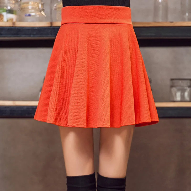 New Women Basic Skirts Summer Flared Casual Mini Skater Shorts Skirt Fashion School Pleated Fluffy Plus Size 5XL Red Short Skirt