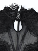 Sexy lace body shaping bodysuit for women, long-sleeved shapewear, round neck jumpsuit, lingerie, nightclub style