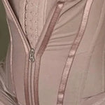 Women's High-Waisted Lace Shapewear Bodysuit - Non-Padded, Full-Coverage, Zipper Closure, Nylon Knit Fabric with Elegant Contras