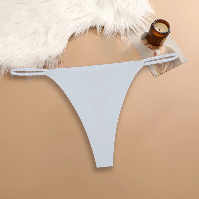 5Pcs Seamless Thong Women Thin Strap Invisible Low Waist High Stretch Flexibility Panties Sexy Underwear Ladies Briefs T-back