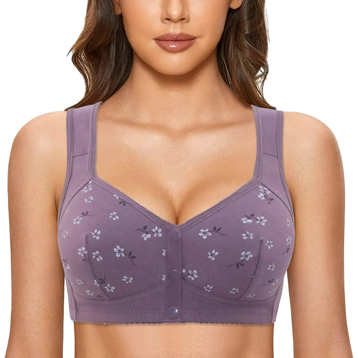 Elegant Front Buckle Floral Bra for Women – 7-Piece Set,Pressurized Support, Adjustable,Breathable, Ideal for Breastfeeding