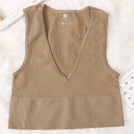 Summer Crop Top Women V-Neck Tanks Sexy Lingerie Sleeveless Short Tee Rib Fitness Underwear Sport Seamless Bra Tops Camisole