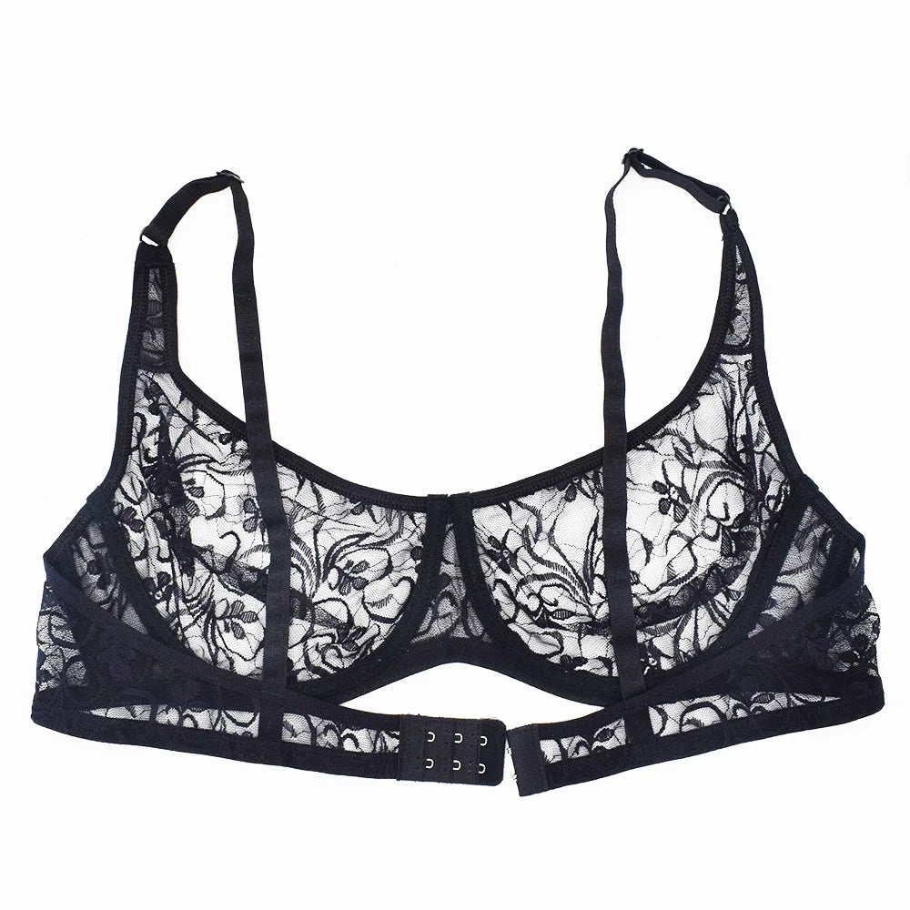 Plus Size Bras For Womens Underwear Underwired Lace Hollow Out Bra Embroidery Sexy Lingerie Brassiere BH Tops 5 Colors
