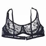Womens Ultra-thin See Through Bras For Men Mesh Seamless Bralette Embroidery Sexy Lingerie Plus Size Brassiere
