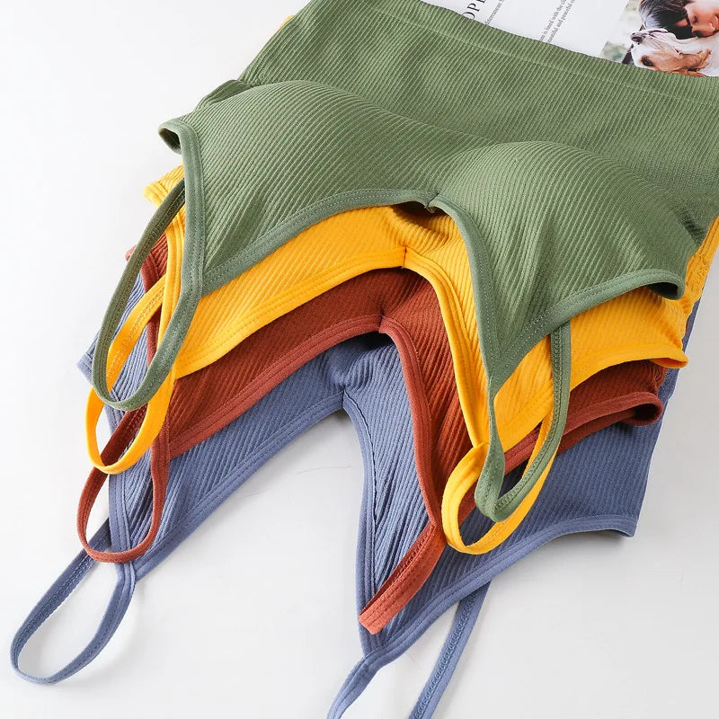 Women Tube Tops Seamless Bra Crop Top Sports Underwear Streetwear Fitness Tops Cami With Removable Pads Solid Color Lingerie