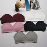 Strapless Bra Tube Top Women Crop Top Non-wire Invisible Bra 3/4 Cup Underwear Sexy Lingerie Cotton Bandeau Bra Removable Pads