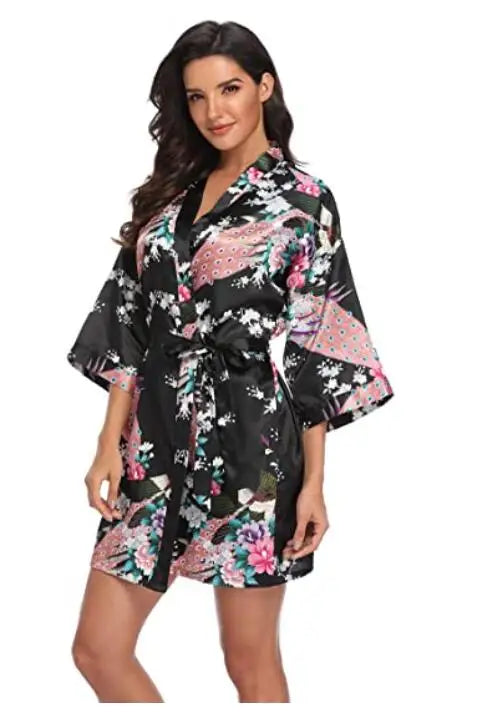 Rayon Robes Women Nightwear Flower Home Clothes Intimate Lingerie Casual Kimono Bath Gown Lady Sexy Night Dress Oversize 3XL