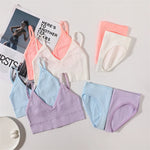 Women Seamless Bra And Panties Set U Back Bra Crop Top Sexy Lingerie Set No Pads Brassiere Low Rise Briefs Ladies Underwear Set