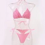 S - XL Halter Luxury Pearl Bikini Female Swimsuit Women Swimwear Two-pieces Bikini set Mini Micro Bather Bathing Suit Swim Lady