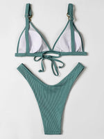 ZTVitality Sexy Solid Push Up Bikini 2025 New Arrival Padded Bra High Leg Swimsuit Ring Bandage Swimwear Women Brazilian Biquini