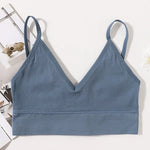 Seamless Bras For Women U-Back Sports Crop Top Sexy Lingerie Non-wire Thin Strap Ribbed No Pads Underwear V Neck Intimates M-XL