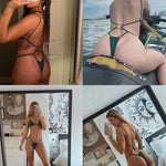 Sexy Extreme Mini Micro String Women Swimwear One Piece Swimsuit Female Cross Backless Monokini High Cut Bathing Suit Swim Lady