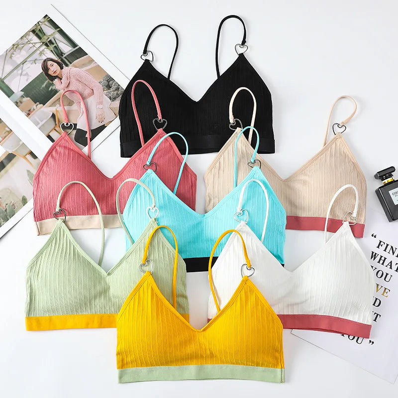 Women Padded Bras Top Seamless Bra Tank Top No Rims Underwear Summer Tube Top Female Sexy Lingerie Backless Brassiere