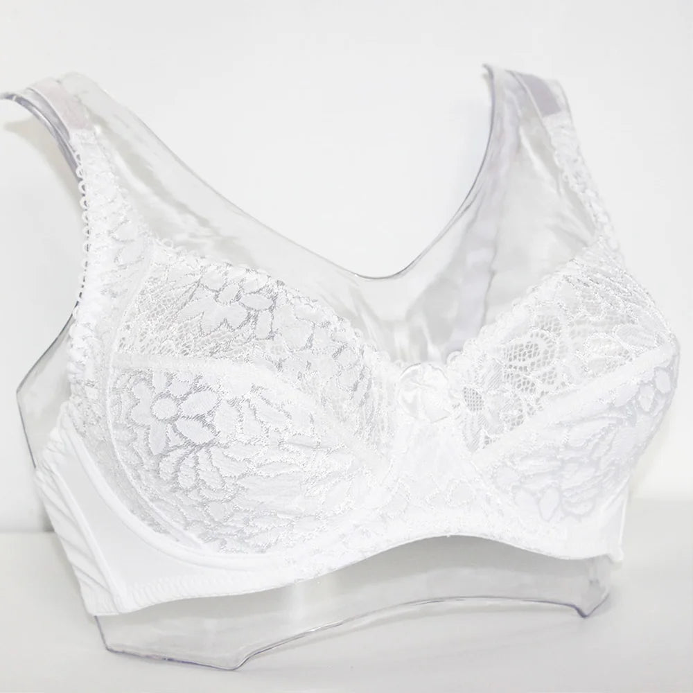 Womens Lager Bosom Lace Perspective Bra Sexy Lingerie Underwire Embroidery Floral Bralette Plus Size Brassiere B C D DD E F Cup