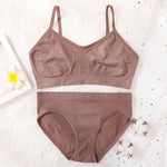 Women Seamless Bra And Panties Set Non-Wire Push-Up Bralette Female Low-Waist Thongs T-back Panties Sexy Lingerie Underwear Set