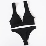 Women's Seamless Bra Panties Set Female Wirefree Brassiere Top Sports Underwear High Waist Briefs V Neck Sexy Lingerie Set