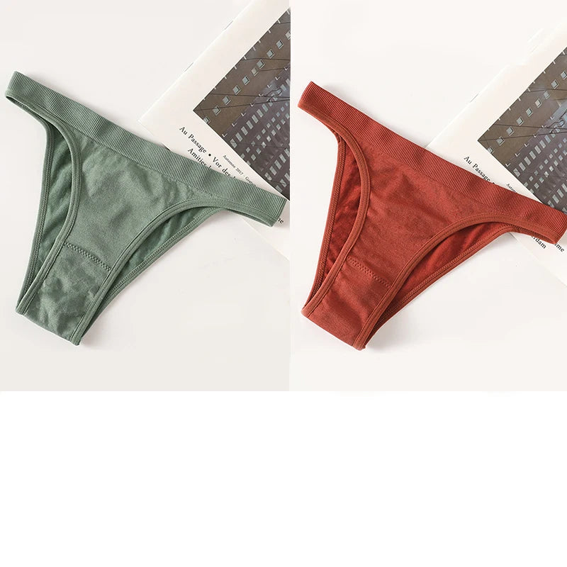 2PCS/Set Seamless Women Brazilian Panties Female Underpants High Leg Cut Underwear Sexy Lingerie Bikini Sports Briefs M-L