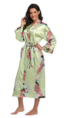 Hot Sale Black Summer Satin Kimono Bathrobe Women Bride Bridesmaid Wedding Robe Dress Gown Sexy Flower Long Sleepwear M-3XL