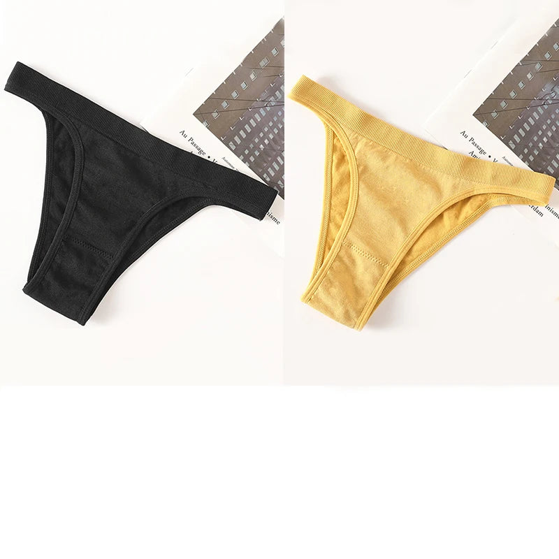 2PCS/Set Seamless Women Brazilian Panties Female Underpants High Leg Cut Underwear Sexy Lingerie Bikini Sports Briefs M-L