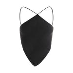 Summer Ladies Sexy Backless Chest Wrap Women Solid Color Hanging Neck Lace-Up Sleeveless Knitted Camisole Irregular Hem Top