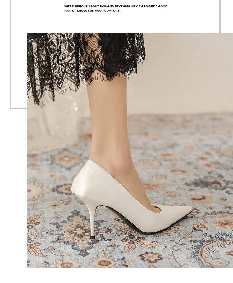 Pumps shoes Women Fashion Office Basic High Heels Work Lady Shoes Black Pink Green Thin Heels Brand Point Toe998