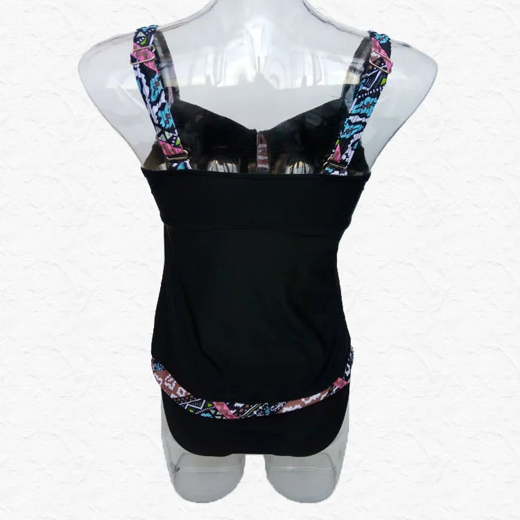 Summer Swimwear for Women Tankini Swimsuit Vintage Push Up Bathing Suit 3XL Blue Black Beachwear Female Women's Swimwear 2019