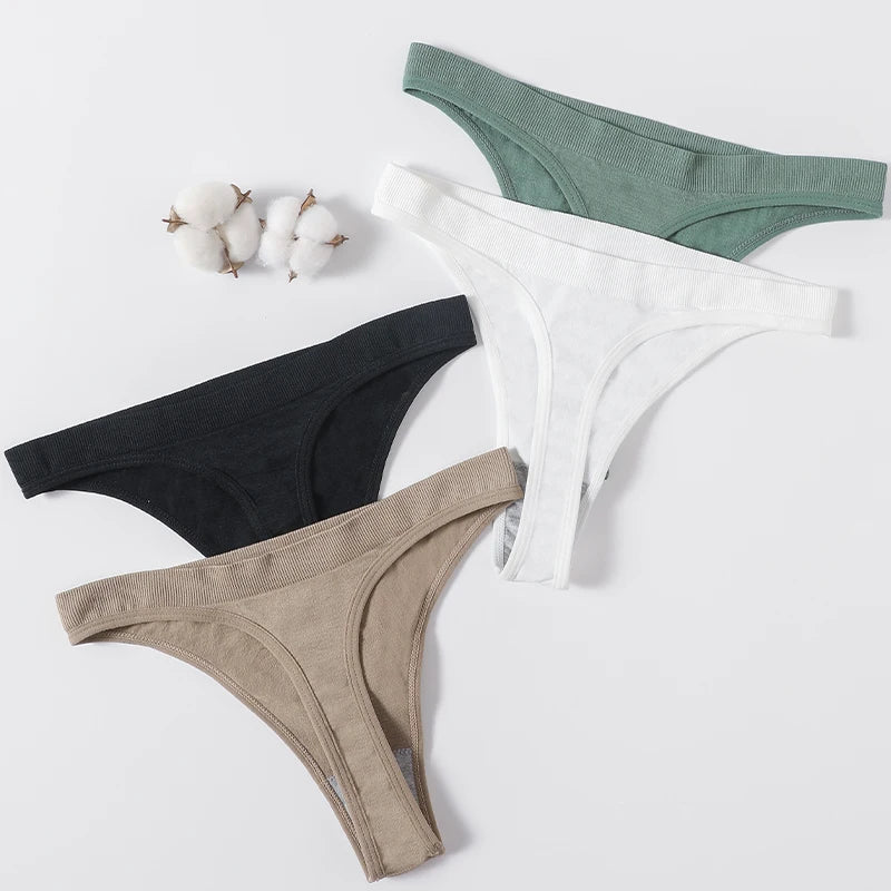 3Pcs/Set Women Brazilian Panties High Rise G-string Thongs Female Underpants Sexy Lingerie Sports Seamless Underwear M-XL T-Back