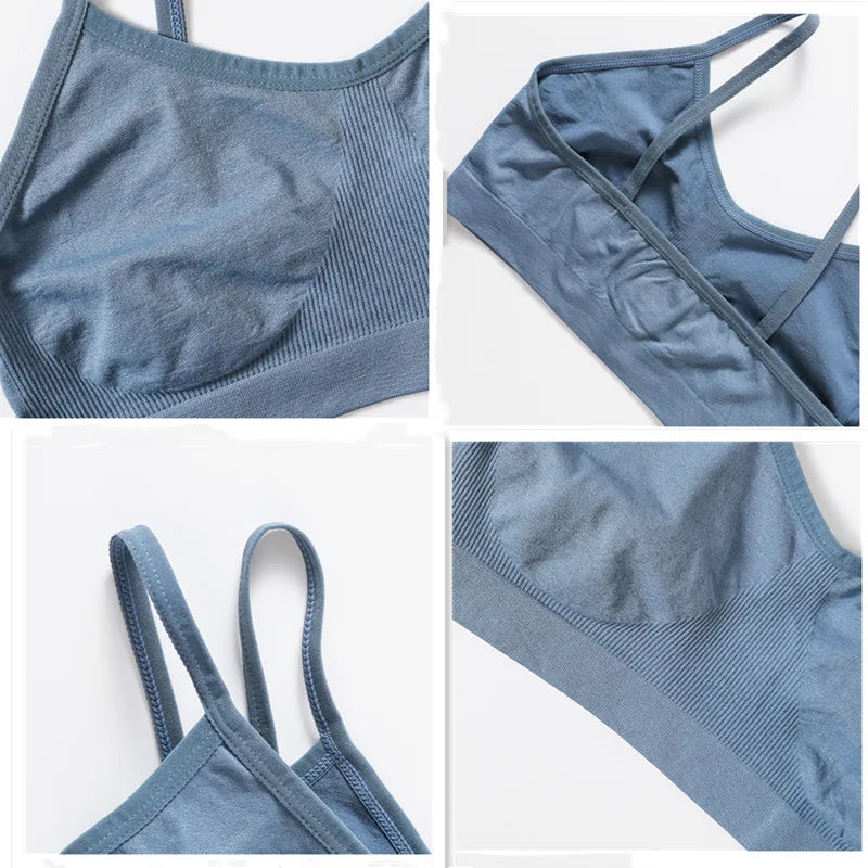 Women Ribbed Bra And Panties Set Seamless Bra Low Rise Thongs Sexy Lingerie Set Comfort Wire Free Tops Female Underwear