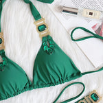 Halter Jewelled Diamond Bikini Women Swimsuit Female Triangle Swimwear Two piece Bikini set Brazilian Bather Bathing Suit Swim