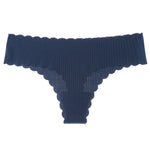 Women's Ultra Thin Quick Drying Thongs Comfortable Striped Edge T-back Ice Silk Lady G-string Sexy Low-Waist Female T-pants