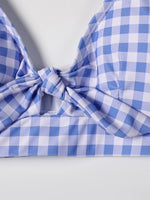 ZTVitality Bow Plaid Bikinis Push Up Sexy Bikini 2021 Hot Sale Straps Padded High Waist Swimsuit Retro Swimwear Women Biquini