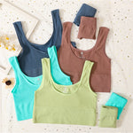 Seamless Women Lingerie Set Rib Bralette Sports Crop Top High Waist Briefs Panties Light Support Bra Sexy Underwear Set