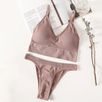 Women Seamless Bra Set Low Rise Brazilian Panties Wire Free Sports Bra Brassiere Sexy Lingerie Female Underwear Set