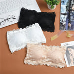 Women Floral Lace Bandeau Bra Strapless Padded Top Solid Color Bralette Lace Underwear Sexy Lingerie Solid Color Wrap Top