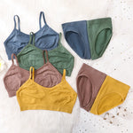 Women Seamless Bra And Panties Set Non-Wire Push-Up Bralette Female Low-Waist Thongs T-back Panties Sexy Lingerie Underwear Set