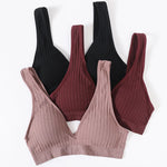 Women Deep V Ribbed Bralette Push-Up Bras Sports Seamless Bra Padded & Unlined Underwear Two Versions Top Sexy Lingerie S-XL