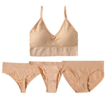 4pcs/set Women Underwear Set Active Wear Bra Top Female U Back Sports Bra And Panties Set G-String Thongs Sexy Lingerie