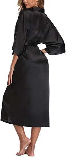 Sexy women extra long bathrobe Silky Satin robe Charming Women's Lengthened Casual Bathrobe Long Sleeved Robe Homewear
