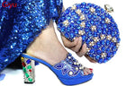 doershow Italian Shoe and Bag Set New 2024 Women Shoes and Bag Set In Italy blue Italian Shoes with Matching BagHTG1-3