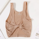 Women Rib Crop Top Seamless Tank Tops Sexy Underwear Deep V Streetwear Cropped Tee Summer Deep V Sports Camisole